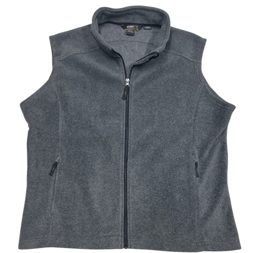 CORE365 Vest Women 2X Gray Fleece Full Zip Chin Guard Pockets Journey 78191 NWOT